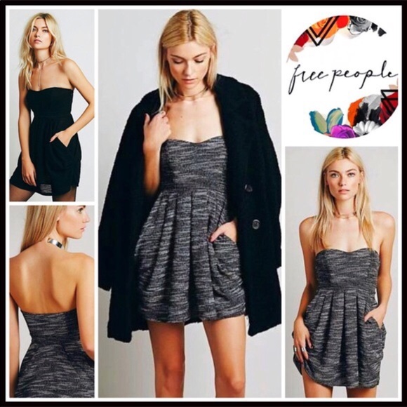 FREE PEOPLE STRAPLESS BLACK & WHITE PRINT DRESS - Picture 8 of 8